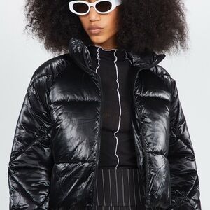 NWOT Noisy May Glossy Shiny Puffer Coat Jacket Size XL Black Winter Ski Snow